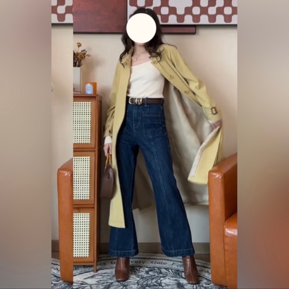 Flared cropped sailor jeans.Deep blue. Side S.Retro looking. - Picture 5 of 16